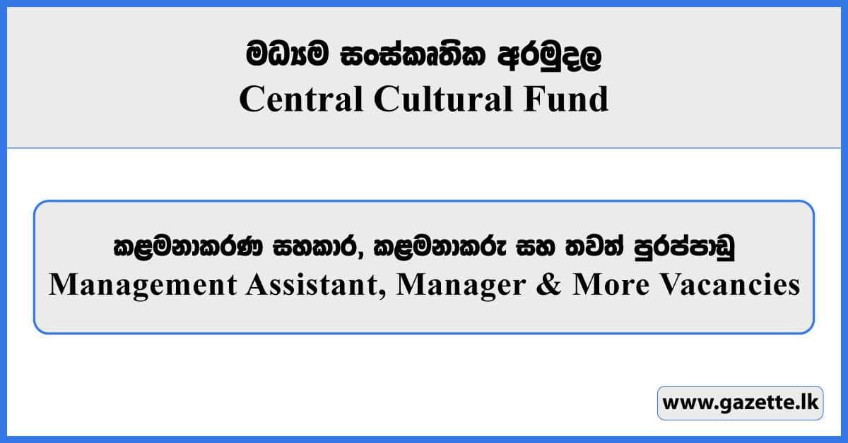 Management Assistant, Manager & More Vacancies – Central Cultural Fund 2025
